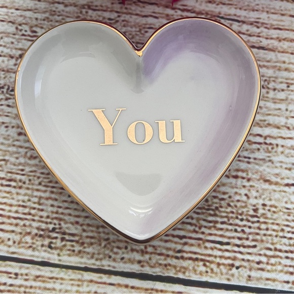 MARTHA STEWART set of 2 ceramic you & me heart trinket trays - Picture 2 of 8